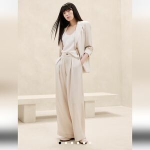Banana Republic Silky Pleated Wide-Leg Pant oyster pearl 6